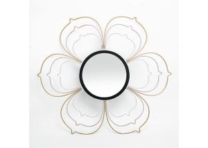 China Black Silver Gold Metal Floral Frame Decorative Wall Mirror Small Size For Wall Decoration factory