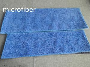 China Microfiber Blue 13*41/47cm Weft 480gsm Twisted Trapezoid Absorbent Wet Mop Pads factory