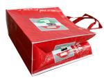 OEM Waterproof PRI Red Woven PP Shopping Bags With White Binding Edge