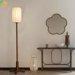 New Chinese Style Fabric Floor Lamp Wabi-Sabi Style Solid Wood Table Lamp