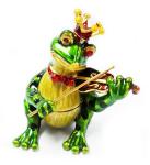 Violin Frog Trinket Box Music Jeweled Box Pewter Frog Jewelry Box Green Frog