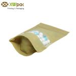 Heat Seal Stand Up Brown Rice Paper Bags With Window One - Way Degassing Valve