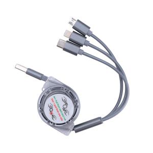 China 3 In 1 Retractable Usb Charging Cable , Retractable Micro Usb Cable For Promotional Gift factory