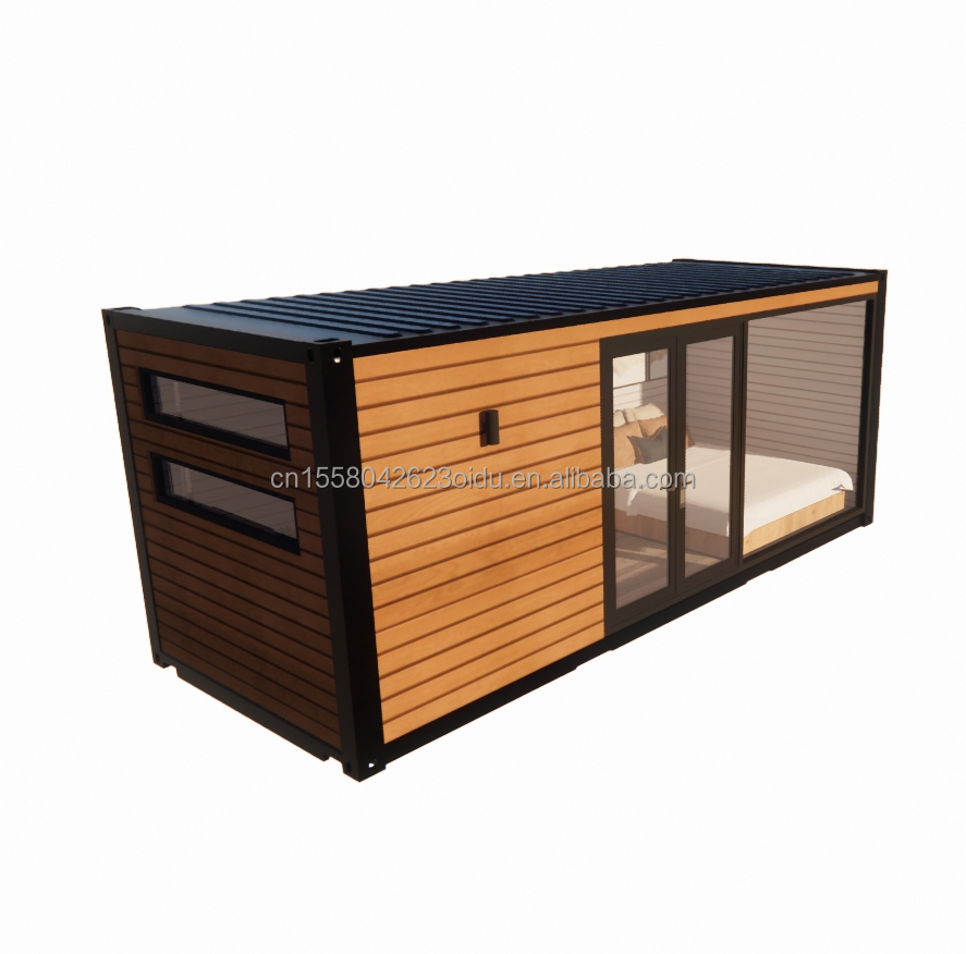 Outdoor Wooden Container Home Luxury Garden Tiny House with 2-3 Bedrooms for Families and Hotels Aluminum Alloy Windows
