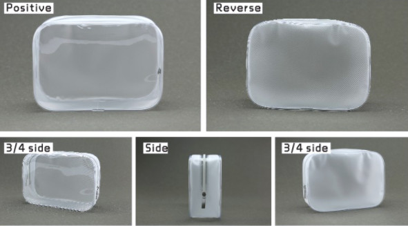 Clear White Promotional PVC Bags , Plastic Travel Cosmetic Bags With Laser Material