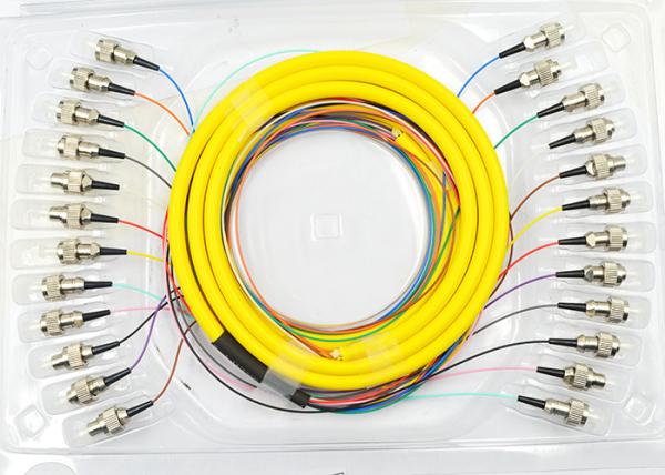 Yellow 12 Core Single Mode Fiber Optic Cable Customized Length -40 - 75℃