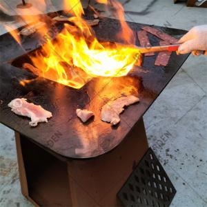 China Outdoor Backyard Corten Steel BBQ Grill 500*500*700mm Base Anticorrosive factory