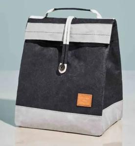 China Washable Kraft Paper Insulated Cooler Lunch Bag Brown Grey Colored Reusable With Handle factory