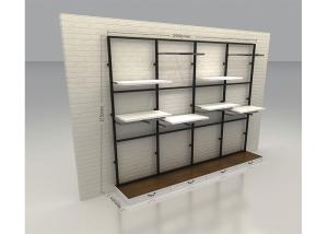 China Commercial Retail Wall Mounted Display Racks Modern Style With 60CM Wooden Shelf factory