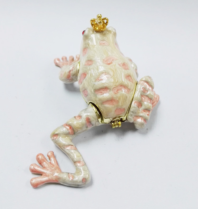 Frog shape bejeweled box for wedding metal trinket box treasure box metal jewelry box