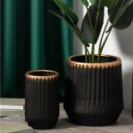 Customized logo decoration garden succulent plant pots luxury black gold ceramic