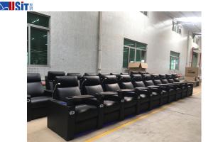 China 5-Seat Genuine Leather Power Recliner Home Theatre Seating Push Back Recliner With Remote Control factory