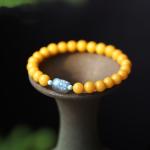 Fashion Jewelry Round Donut Yellow Amber Natural Yellow Piebald Amber Bracelet