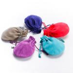 Purple Round Bottom Drawstring Bag , 5*7cm Velour Travel Jewelry Pouch