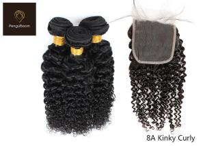 China 10inch 8A Curly Human Hair Bundles With Closure With Closure Tangle Free factory