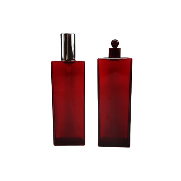 120 ml Square Red PETG Lotion Toner Bottle for Sunscreen Cream Collar Material