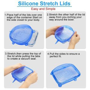 Silicone Stretch Lids Reusable Durable and Flexible Expandable Seal Cover Set to