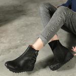 S207 Factory leather women's boots ethnic style flat ankle boots literary simple
