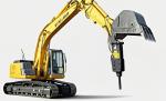 yellow High Output excavator crushing bucket Crushed Stone Bucket