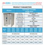 Secure Bi-Directional Full Height Turnstile Gate 1500*1500*2200 mm for