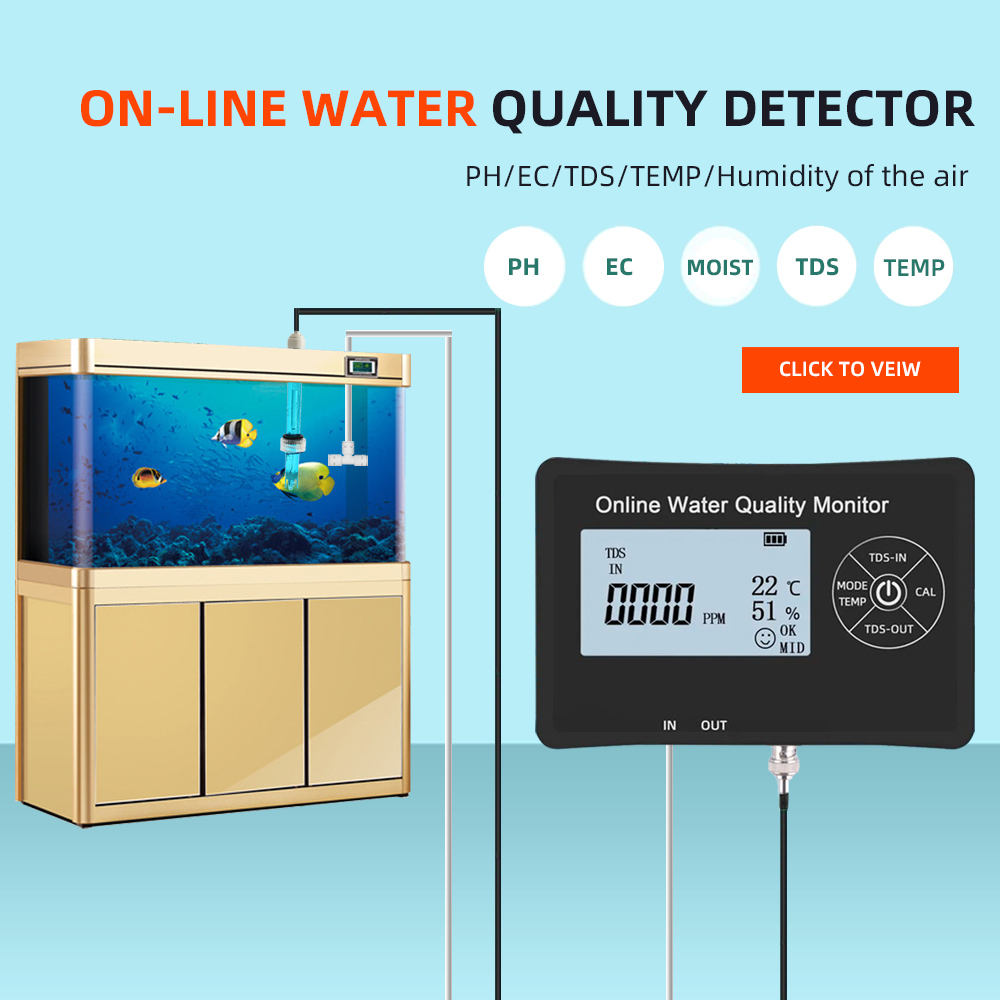 TDS/EC Range 0-9999 ppm/us/cm Multi-parameter Water Tester for Aquarium Monitoring
