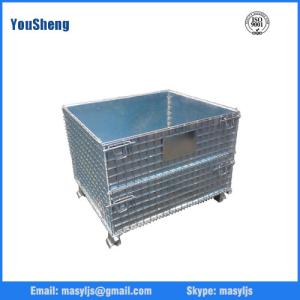 China Galvanized warehouse collapsilbe stackable steel wire cage factory