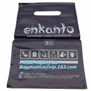 compost die cut bag PE plastic store handle shopping bag with customed printing,