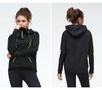 black 3/4 Zipper Up Collar Women'S Sports Hoodie 250g Cuff design
