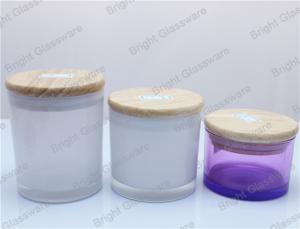 China best design glass candle holder with wooden lid for wedding decorative factory