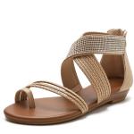 BS065 Roman Sandals Summer New Style Casual Shoes Fashion Word With Rhinestone