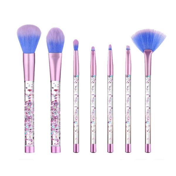 customized purple 7pcs Liquid Glitter Make up Brush Set beauty professional