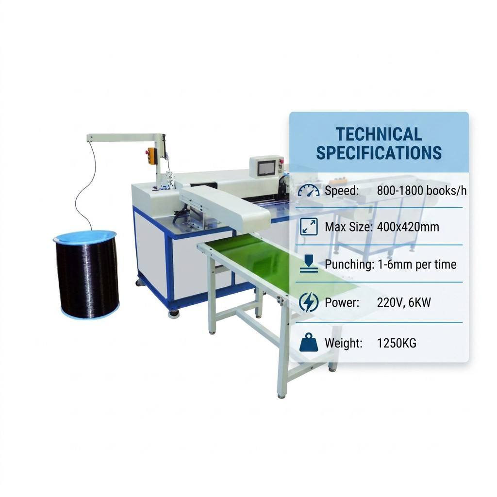 Automatic Spiral Forming Punching Binding Machine Suitable for Continuous Operation in Demanding Industrial Paper Processing Applications