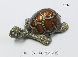 China Turtle Animal pewter jewelry box turtle diamond decoration trinket jewelry box factory