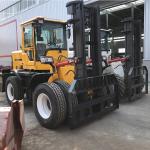 Yellow Industrial Forklift Truck 6000kg Articulated Forklift Rough Terrain