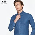 Full Sleeve Length Men's Denim Shirt Iron-Free and Anti-Wrinkle for Business