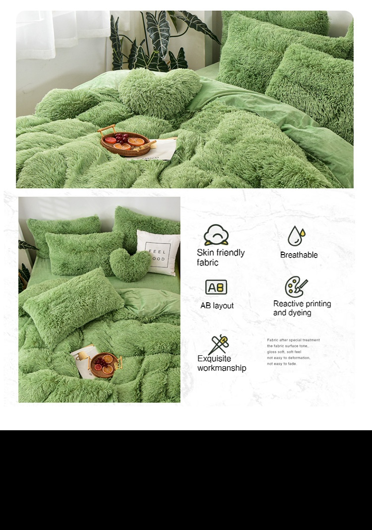 Customizable Modern Style Rainbow Color Faux Fur Velvet Fluffy Plush Soft Bedding Set