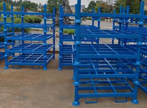 China Blue Floding Warehouse Industrial Metal Storage Stacking Racks factory