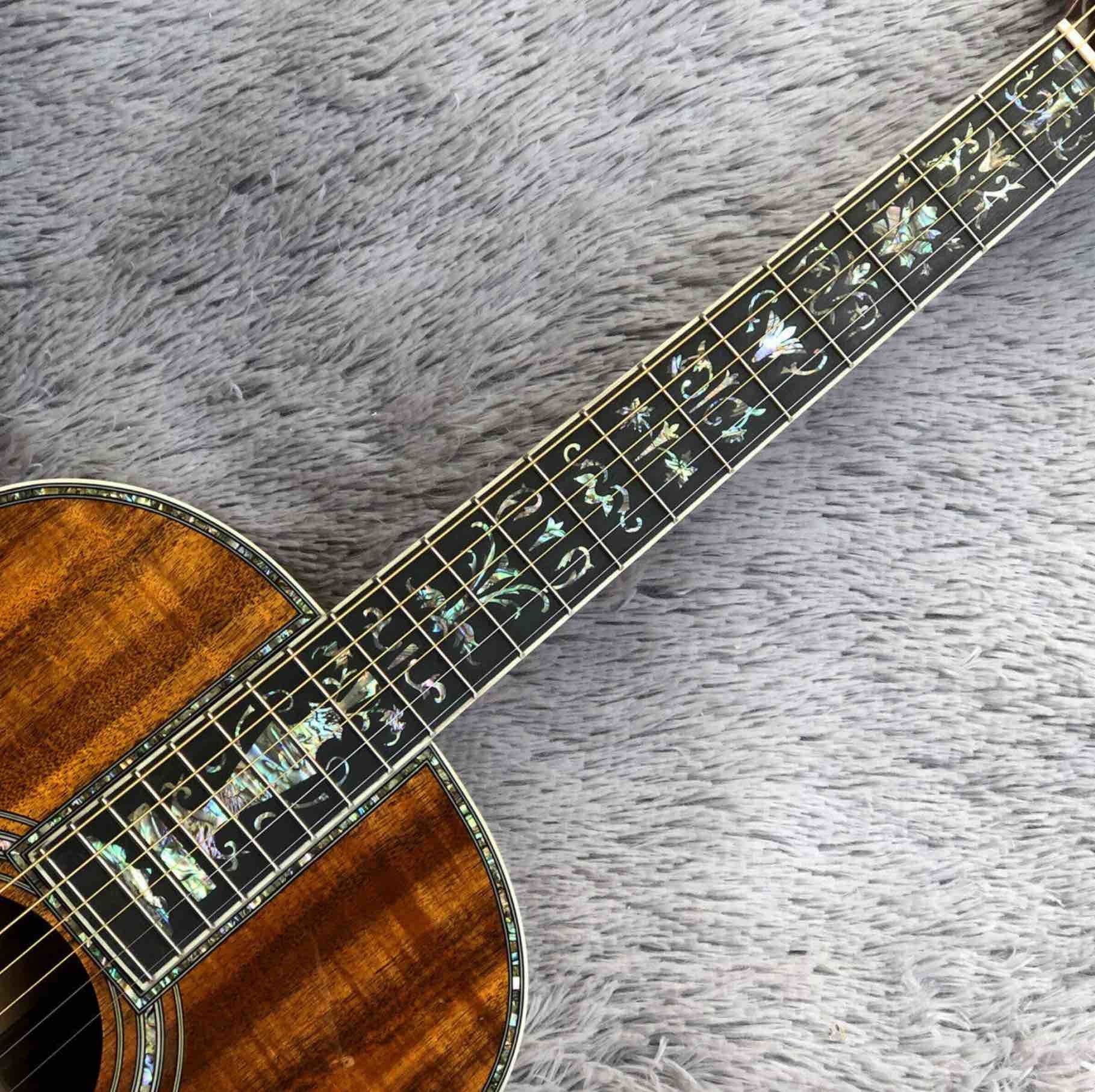Custom Grand 39" KOA Wood 00045 Parlor Acoustic Guitar 100% All Real Abalone Guitar Accept OOO, OM, D Shape Custom Guita
