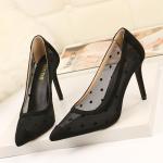 ZM026 96289-28 Net Celebrity With Pointed Stiletto Sexy Lace High Heels Shallow