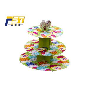 Eco - Friendly Cardboard Cupcake Tower Stand 3 Layers CMYK Printing With Art