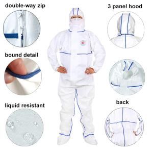 China Sf Microporous Film Sms White Protective Coverall Bound Seams Taped Disposable factory