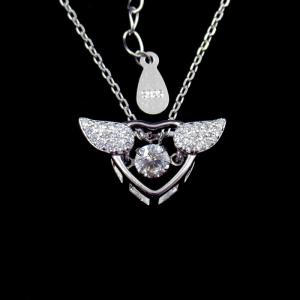 China Dancing H &amp; A Stone Pendant Necklace Angel Wing Heart Shape Sterling 925 Silver factory