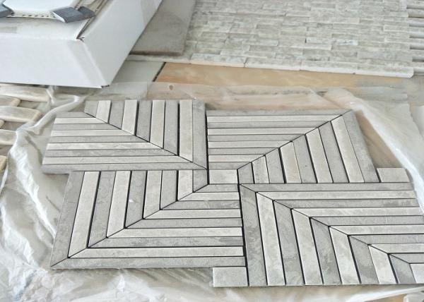 Whit Marble Mosaic Tile , marble mosic floor tile 10mm Thickness 302x302mm Sheet