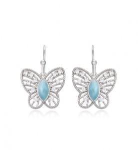 China Cabochon S925 Blue Larimar Silver Jewelry Butterfly Drop Earrings factory