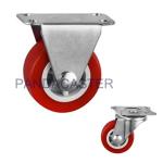 44lbs Swivel Rubber Wheels , Red 50mm Fixed Castor Wheels For Furniture