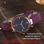 COLORFUL PU STRAP LADIES WATCHES THE ROUND CASE WITH A DIAMOND ON THE DIAL