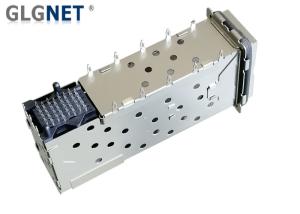 China 2 Ports Stacked SFP+ Cage Connector 2x1 Female Fiber PCB SFP Connector with EMI Gasket factory