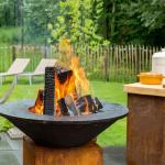 Outdoor Kitchen Corten Steel Charcoal / Wood BBQ Grill With Removable Ash