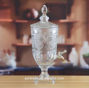 China Deep Cutted Engraved 5l Glass Jar With Lid . Glass Food Storage Jars factory