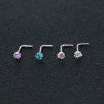 Heart Nose Stud l Shape Stainless Steel Crystal Rhinestone Nose Piercing Jewelry